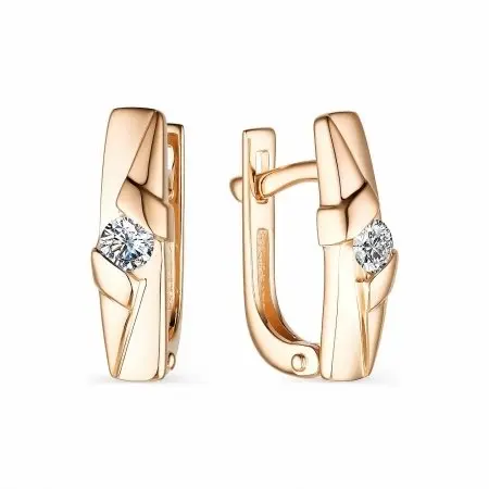 Серьги с английским замком из красного золота