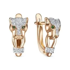 Серьги с английским замком из комбинированного золота