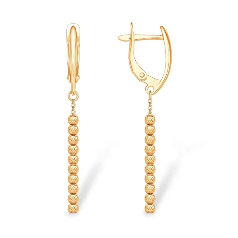 Серьги подвесные из красного золота