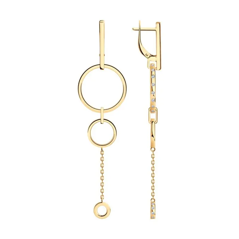 Серьги подвесные из позолоты