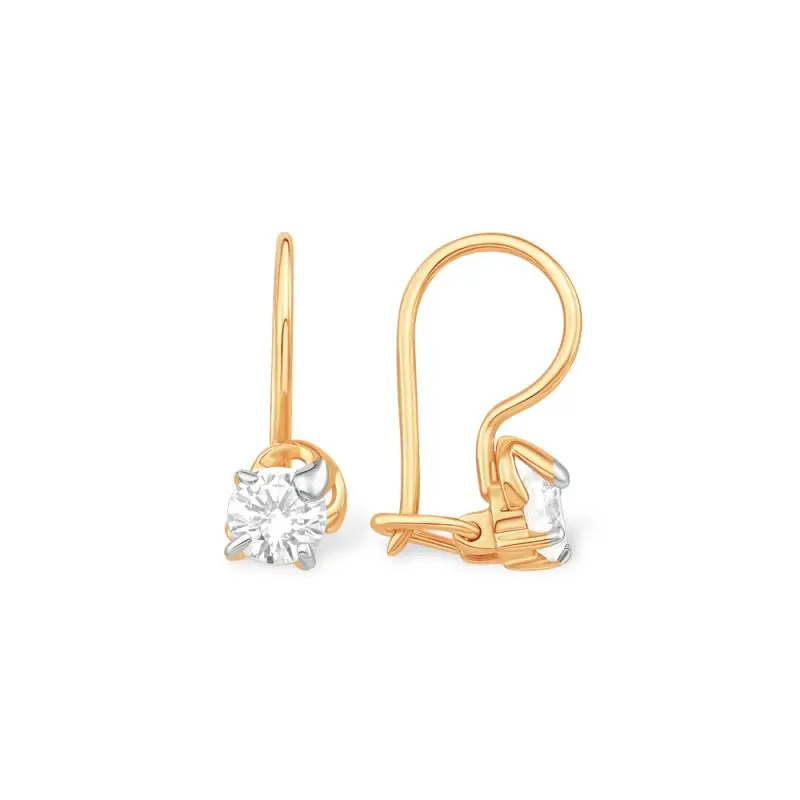 Серьги детские из красного золота