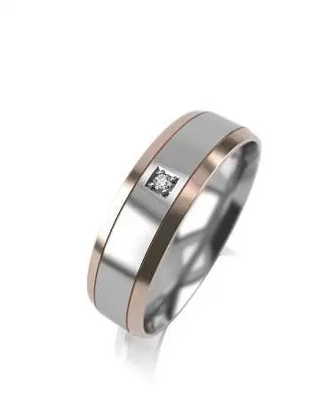 Кольцо обручальное из комбинированного золота