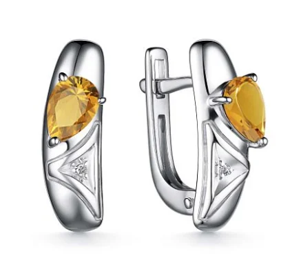 Серьги подвесные из серебра с цитринами