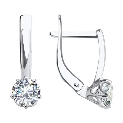 Серьги с английским замком из белого золота