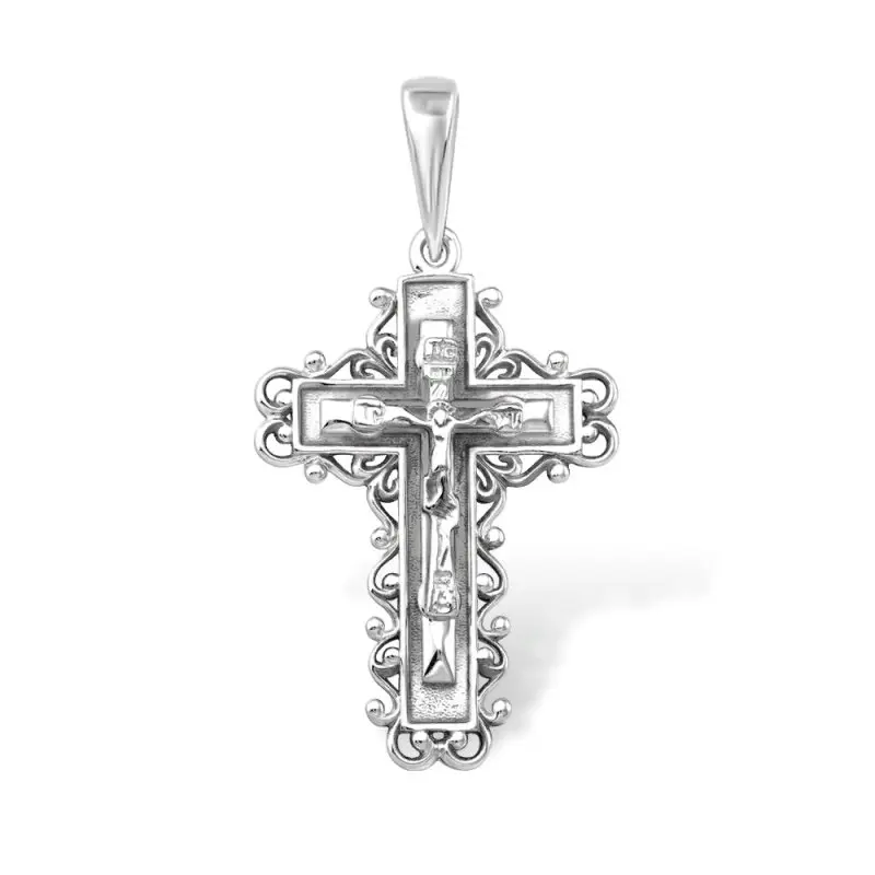 Подвеска крест из черного серебра