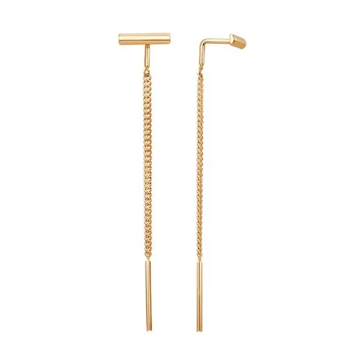 Серьги цепочки из красного золота