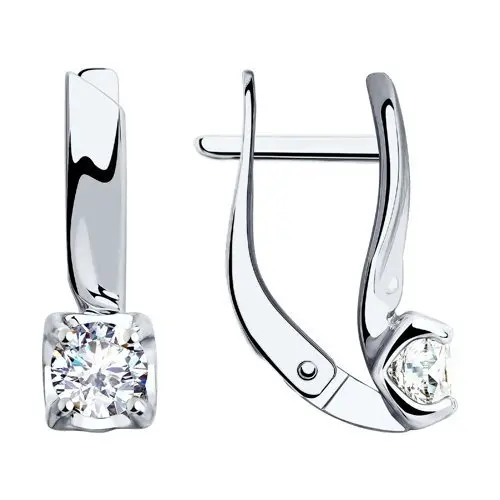 Серьги с английским замком из белого золота