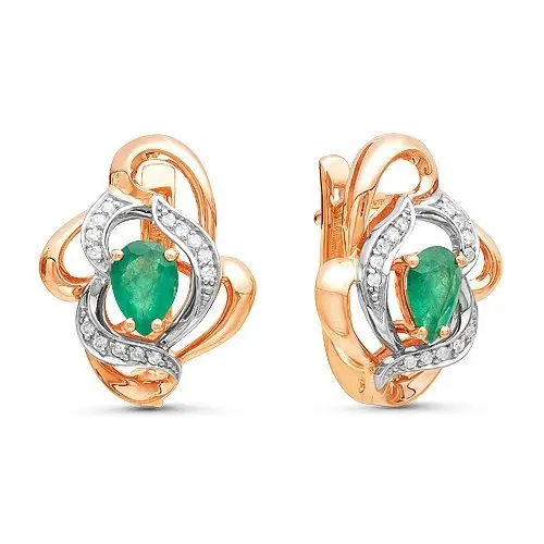 Серьги с английским замком из комбинированного золота