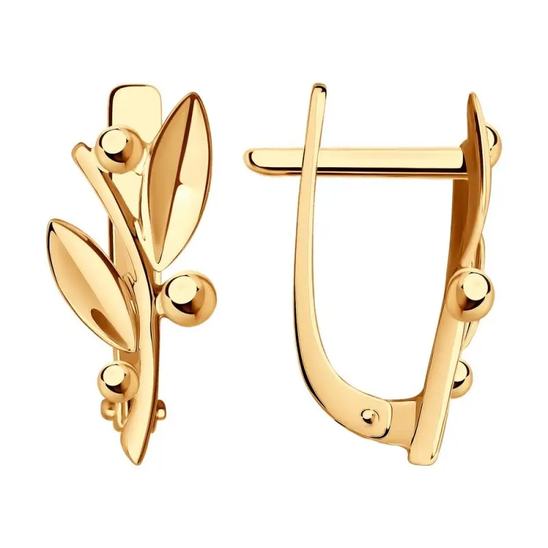 Серьги с английским замком из красного золота