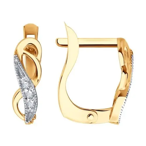 Серьги детские из комбинированного золота