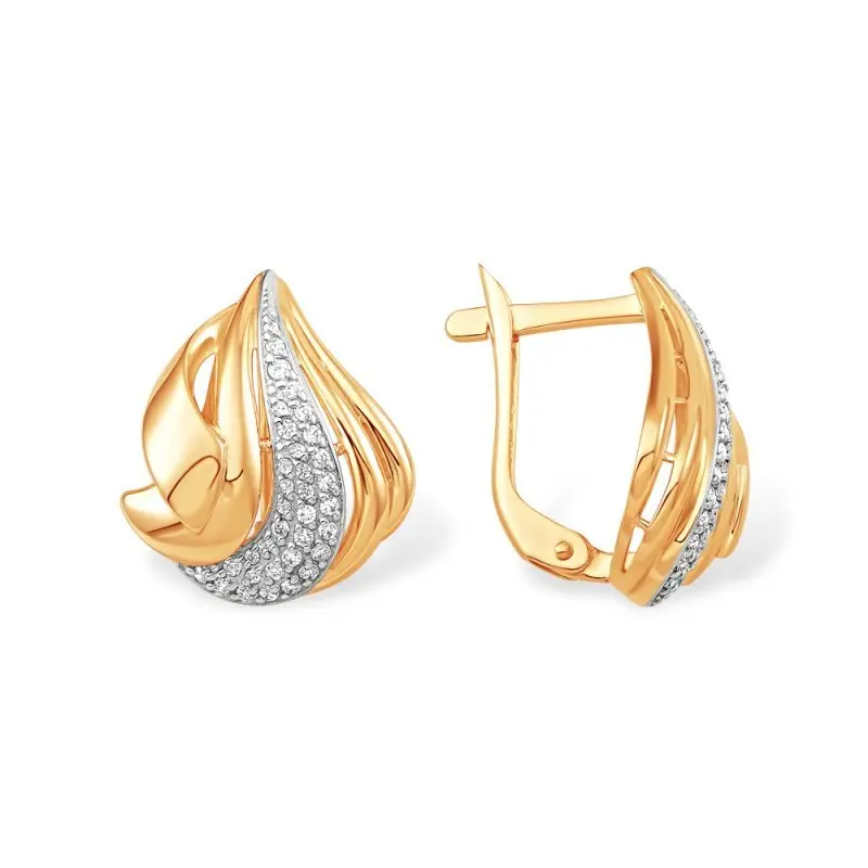 Серьги с английским замком из красного золота