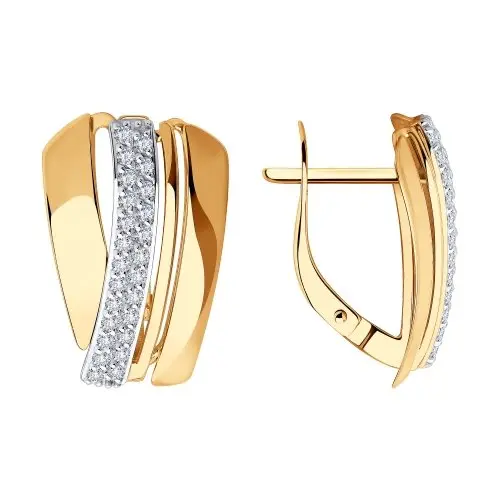 Серьги с английским замком из красного золота