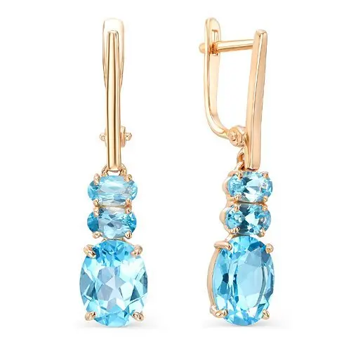 Серьги подвесные из красного золота