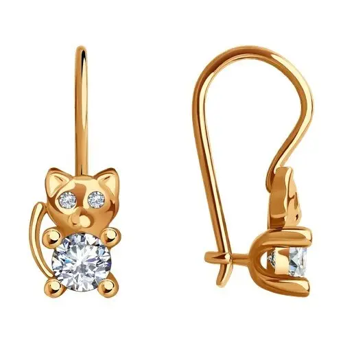 Серьги детские из красного золота