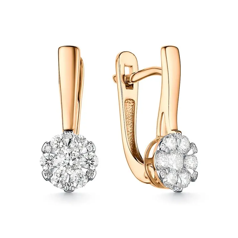 Серьги с английским замком из комбинированного золота