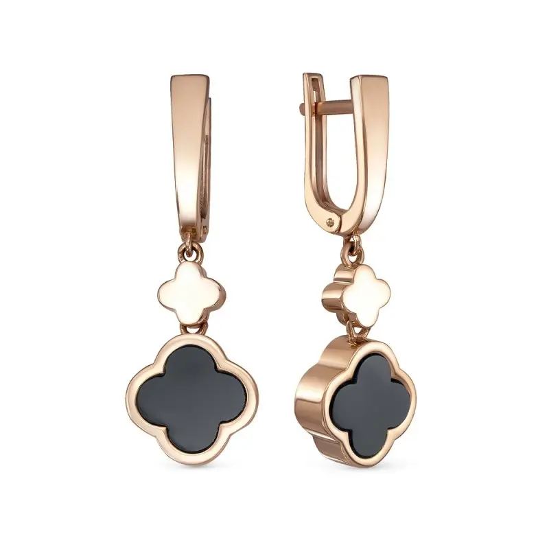 Серьги подвесные из красного золота