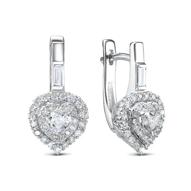 Серьги с английским замком из белого золота