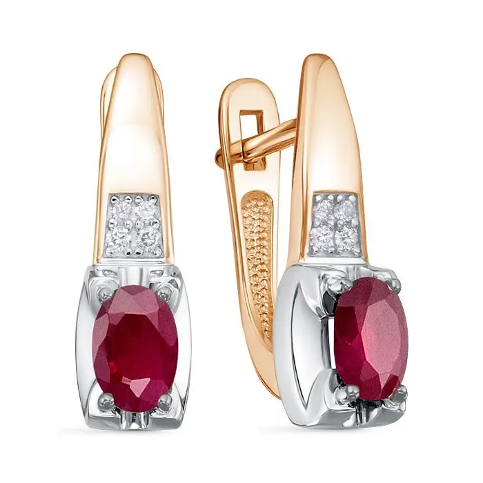 Серьги с английским замком из комбинированного золота