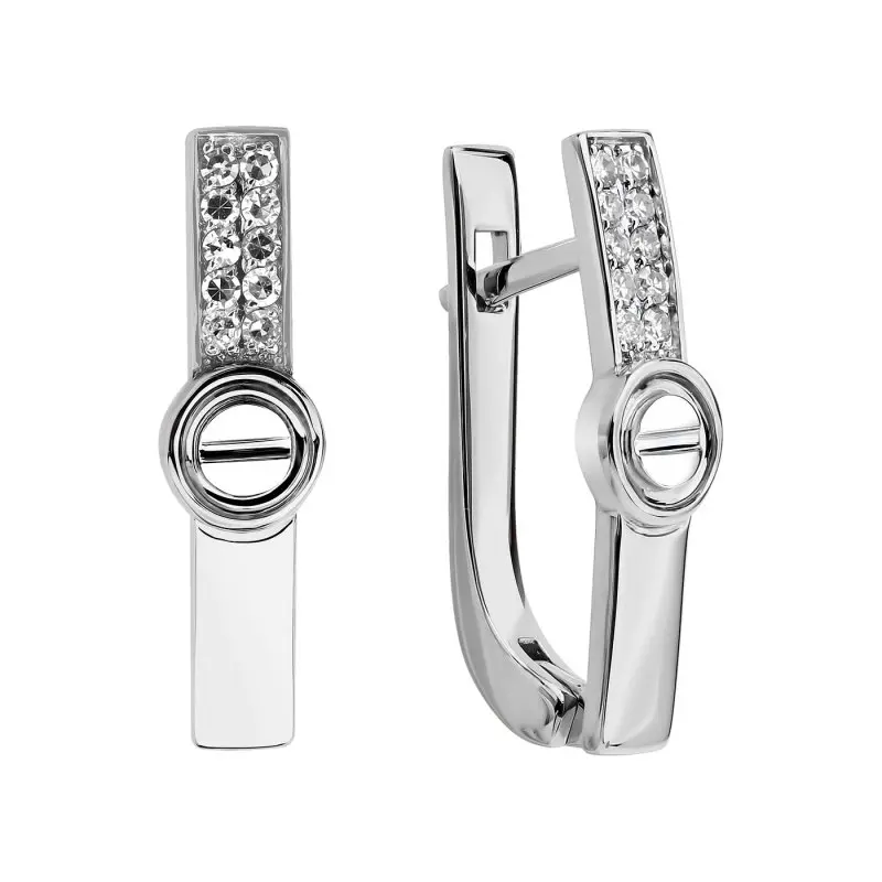 Серьги с английским замком из белого золота