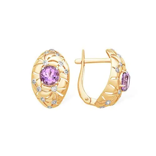 Серьги с английским замком из красного золота