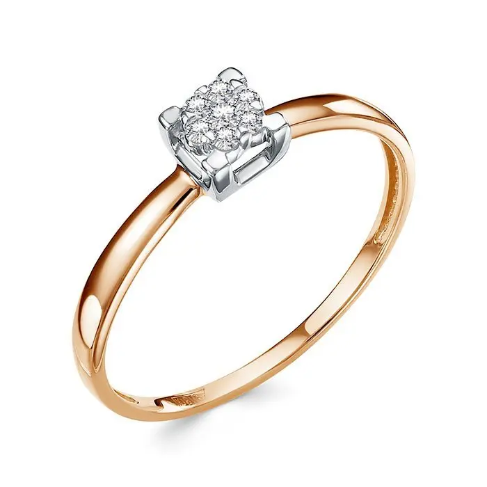 Кольцо помолвочное из комбинированного золота