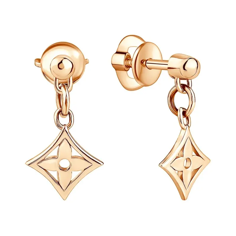 Серьги пуссеты из красного золота