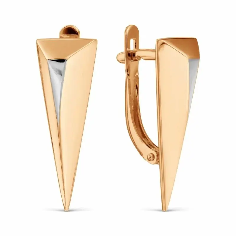 Серьги с английским замком из комбинированного золота