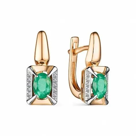 Серьги с английским замком из комбинированного золота