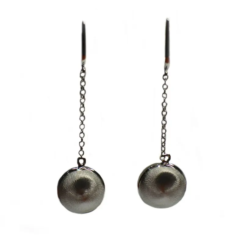 Серьги подвесные из белого золота