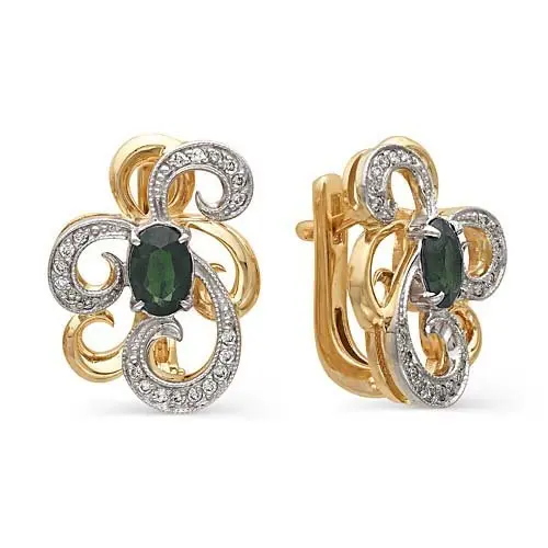 Серьги с английским замком из комбинированного золота