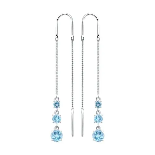 Серьги цепочки из серебра