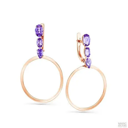 Серьги подвесные из красного золота