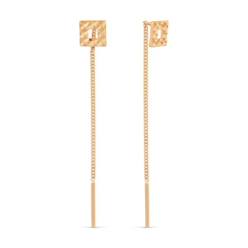 Серьги цепочки из красного золота