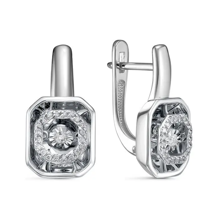 Серьги с английским замком из белого золота