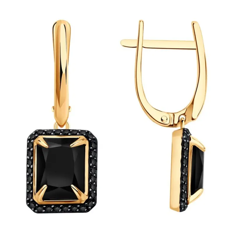 Серьги подвесные из красного золота