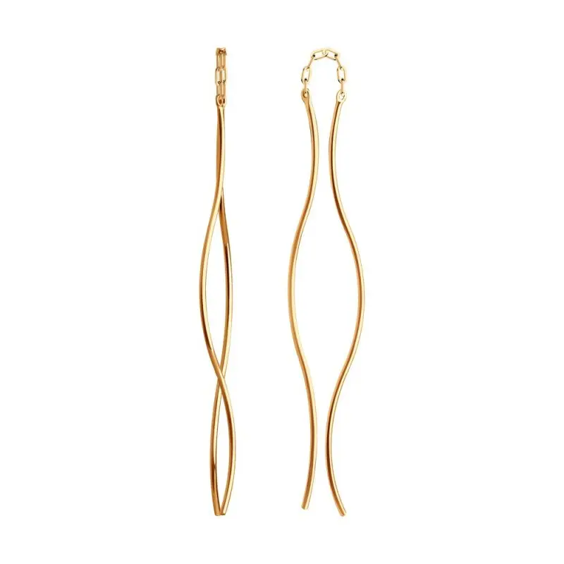 Серьги цепочки из красного золота