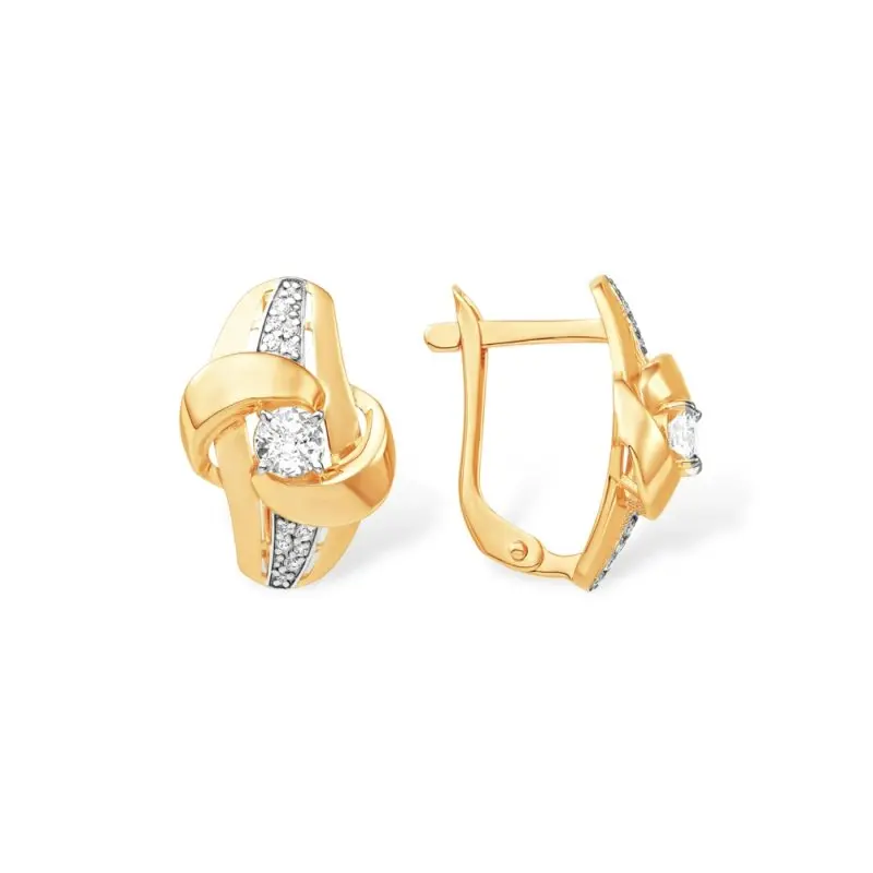 Серьги с английским замком из красного золота
