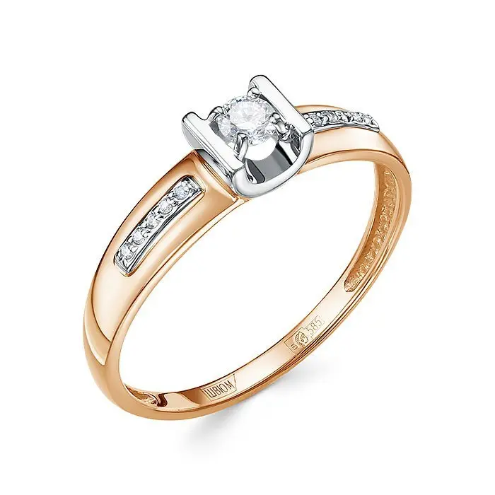 Кольцо помолвочное из комбинированного золота