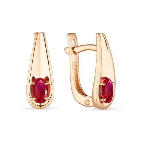 Серьги с английским замком из красного золота