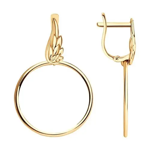 Серьги подвесные из красного золота без вставок