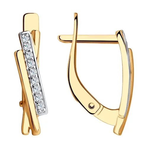 Серьги с английским замком из комбинированного золота