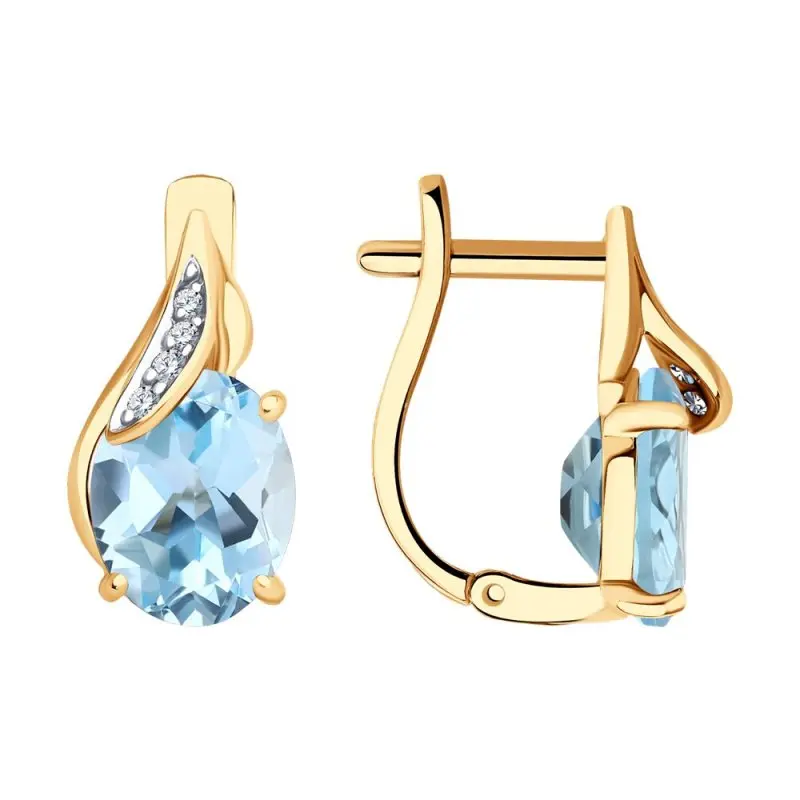 Серьги с английским замком из комбинированного золота