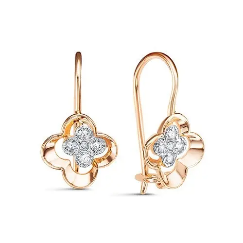 Серьги детские из комбинированного золота
