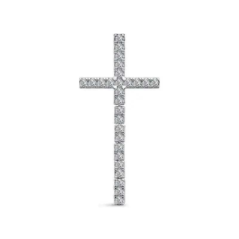 Подвеска декоративный крест из белого золота
