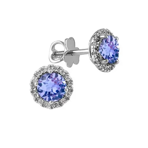 Серьги пуссеты из белого золота