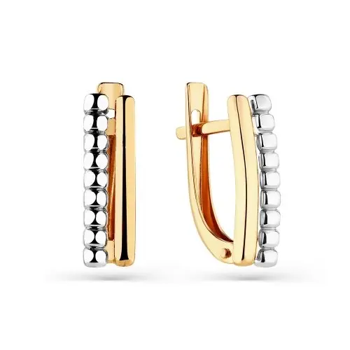 Серьги с английским замком из комбинированного золота