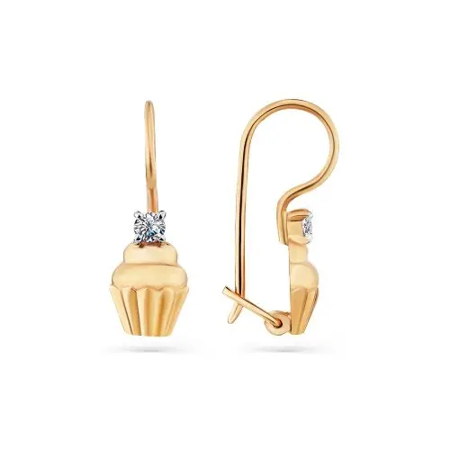 Серьги детские из красного золота