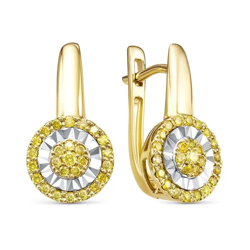 Серьги с английским замком из комбинированного золота