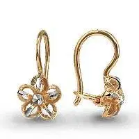 Серьги детские из комбинированного золота