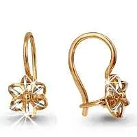 Серьги детские из комбинированного золота
